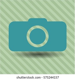 Vector Illustration of Photo Camera Icon Or Symbol in Soft Blue