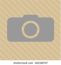 Vector illustration of photo camera icon in grey.
