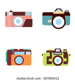 Vector illustration photo camera icons set in flat style