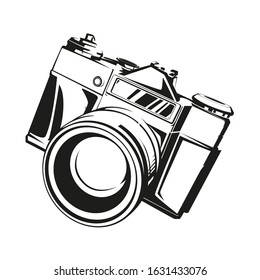 Vector illustration of photo camera, illustration isolated on white background