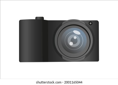vector illustration photo camera on white background in black color