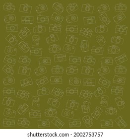 Vektorgrafik von Fotokamera nahtlose Muster auf goldenem Hintergrund