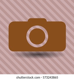 Ilustración vectorial de la cámara fotográfica o icono de símbolo en marrón
