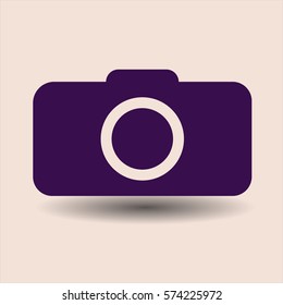 Vector Illustration of Photo Camera Symbol Icon in Purple
