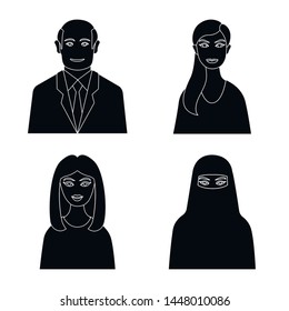 Vector illustration of photo and character symbol. Collection of photo and face stock symbol for web.