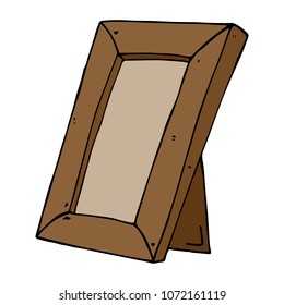 Vector illustration of a photo frame. Hand drawn wooden photo frame.