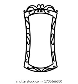 
Vector illustration of a photo frame with ornament, a mirrored frame. decorative design element.
