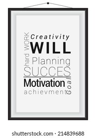 Vector illustration of a photo frame showing words related to success