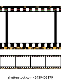 Vector illustration of photographic analog film border with barcodes