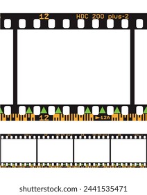 Vektordarstellung eines photographischen analogen Filmrandes mit Barcodes