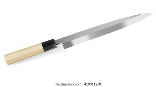 Vector illustration of photorealistic chef knife on white background