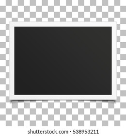 Vector illustration of photorealistic retro style photo frame with shadow, Isolated on PS Background.