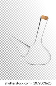 Vector illustration in photorealistic style. The image of a realistic glass transparent national spanish vessel for wine on transparent background. Serving wine with decanter