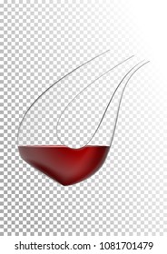 Vector illustration in photorealistic style. The image of a realistic glass transparent decanter for wine on a transparent background. Object to enrich the saturation of wine with oxygen. Serving wine