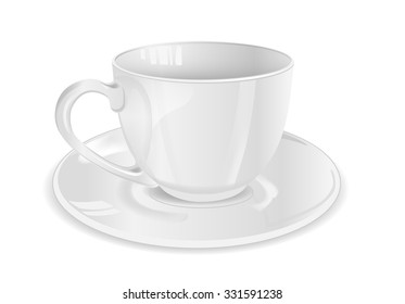 Vector illustration of photorealistic white cup.