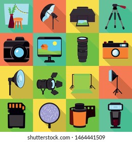 Vector illustration of photoshoot and work symbol. Collection of photoshoot and hobbies stock symbol for web.