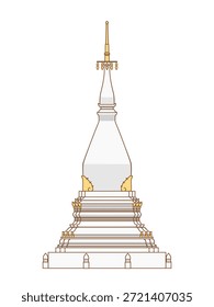 Vector illustration of Phra That Sri Song Rak, a stupa in Loei province, Thailand.