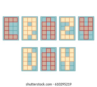 Vector illustration: phrase Crazy day made of different color square pixel letter isolated on white background
