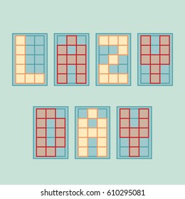 Vector illustration: phrase Lazy day made of different color square pixel letter isolated on light green background