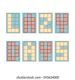 Vector illustration: phrase Lazy  days made of different color square pixel letter isolated on white background