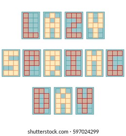 Vector illustration: phrase Lazy spring day made of different color square pixel letter isolated on white background