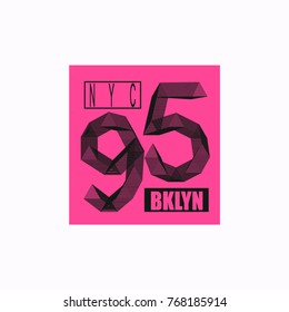 Vector illustration with phrase "NEW YORK. Brooklyn.". May be used for postcard, banner, t-shirt, clothing, poster, print and other uses. Motivation phrase.