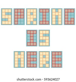 Vector illustration: phrase Spring is here made of different color square pixel letter isolated on white background