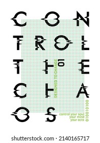 Vector illustration of phrase and stylized lettering with geometric background.
