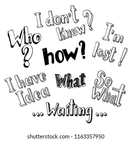 vector illustration of a phrases. Hand lettering of phrases. doodle ink drawing. Black and white sketch. 