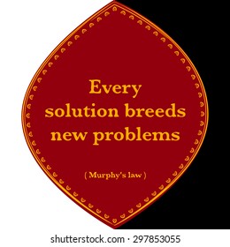 Vector illustration of the phrases from murphy's law on the black and white background