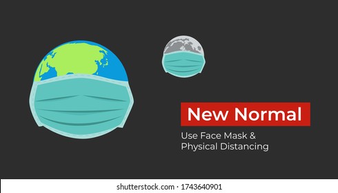 vector illustration for physical distancing and use face mask inspiration during covid-19 pandemic, everyone must work as usual with the conditions new normal