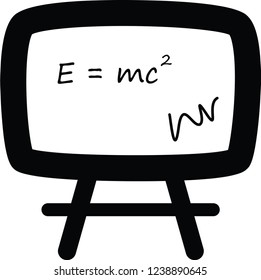 Vector illustration of a physics blackboard icon is black and white on a white background, simple icon