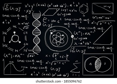 vector illustration of physics and chemistry formulas and schemes