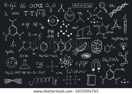 vector illustration of physics and chemistry formulas and schemes