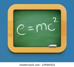 Vector illustration of physics class icon with green blackboard