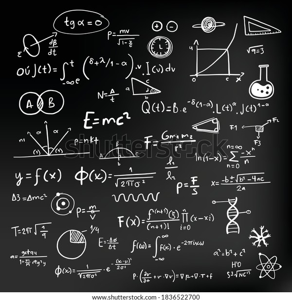 Vector Illustration Physics Formulas On Chalkboard Stock Vector ...