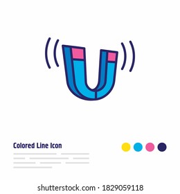 Vector illustration of physics icon colored line. Beautiful activities element also can be used as magnet icon element.