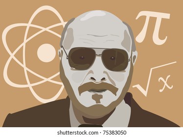 vector illustration of the physics teacher man