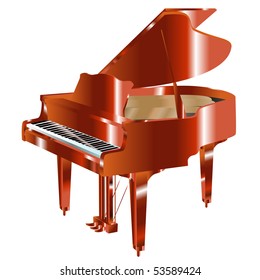 vector illustration, piano, card concept, white background