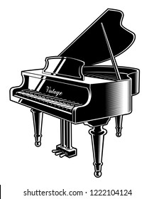 Vector illustration of the piano. Isolated on the white background.