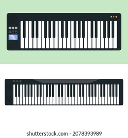 Ilustración vectorial del piano, teclado. Fondo de música plana.