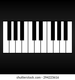 Vector illustration, piano keys on a black background