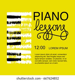 Vector illustration, piano lessons poster design.