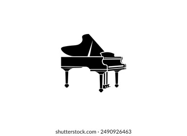 Vector illustration of a piano silhouette on a white background