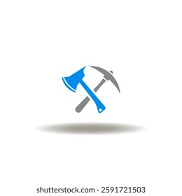 Vector illustration of pickaxe ax pick axe. Icon of fire fighting tools from cabinet. Symbol of demolition, dismantling, disassembly.