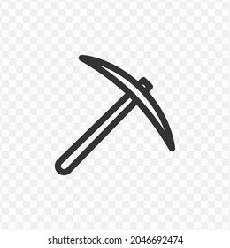 Vector illustration of pickaxe icon in dark color and transparent background(png).