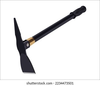 Vector Illustration pickaxe isolated on white background. Carpentry hand tools with wooden handle.