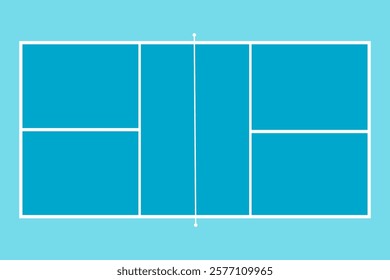 vector illustration of pickleball court top view, a popular outdoor sport similar tennis, table tennis.