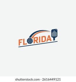 Vector Illustration of a Pickleball Paddle Serving Over a Florida Arc