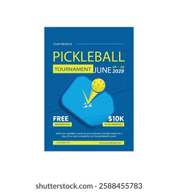 Vector illustration of pickleball tournament flyer poster template design